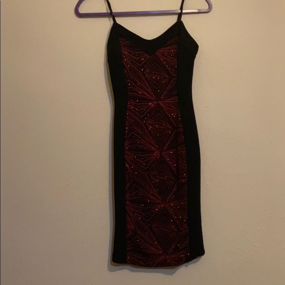 Black and red sparkle dress